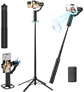 70in Dual Axis Auto Face Tracking Tripod, 360° Horizontal & 130° Vertical Rotatable Selfie Stick ...