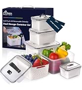 HOTEC Portable Handle Food Storage Container Setwith Lids, 5 pieces Large Fruit Containers with R...