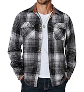 COOFANDY Men's Long Sleeve Flannel Shirts Fashion Plaid Jacket Casual Button Down Shirt with Pockets
