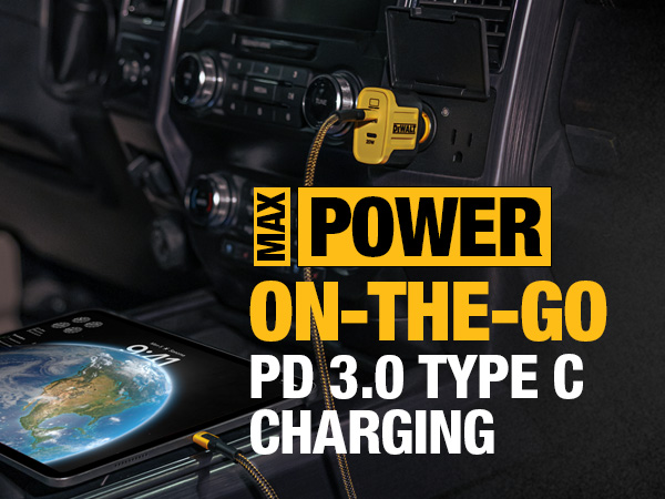 car charger, Fast Charge, 2-port, dewalt