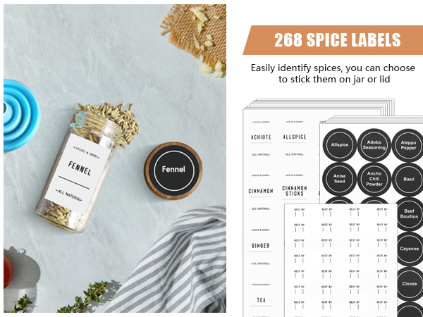 spice jars with labels