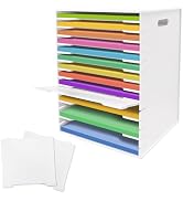 SONGWAY 12x12 Paper Storage Organizer - 15 Tier Desk File Organizer with Adjustable Shelves, Lett...