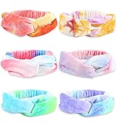 IVARYSS Tie Dye Velvet Headbands for Girls, Soft Rainbow Colors Elastic Head Wraps Knotted, Cute ...