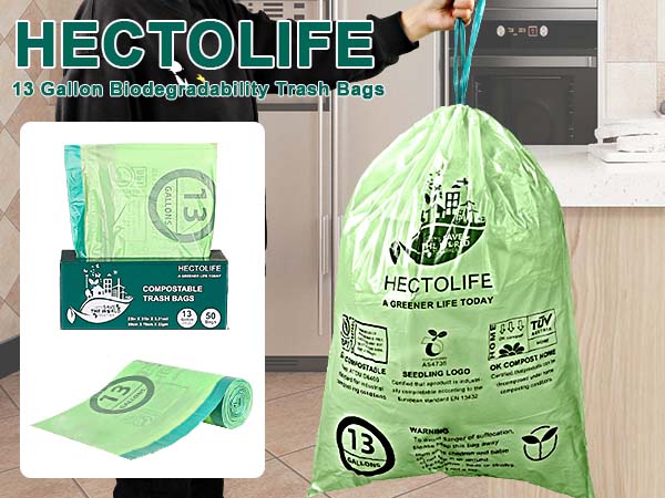 Compostable Trash Bags with Drawstring