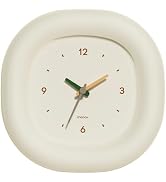 mooas Cute Mini Analog Marshmallow Clock 6.9 Inch Aesthetic Small Silent Bedside Desk Clock Batte...