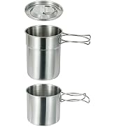 DZRZVD Camping Cups and Mugs Pot 2Pcs -304 Food Grade Stainless Steel - Outdoor Cookware Set with...