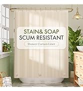 Bathway Shower Curtain Liner, Beige Shower Curtain Liner 72x72 PEVA Waterproof Shower Curtain Lin...