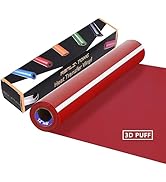 RENLITONG Red 3D Puff HTV Matte Heat Transfer Vinyl 12Inch by 6ft Roll Iron on for Heat Press T S...