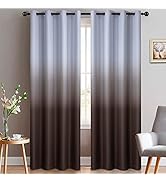Yakamok Brown Thermal Insulated Grommet Window Drapes Gradient Color Ombre Curtains Room Darkenin...