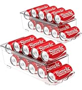 Simple Houseware 2-Pack Auto-Rolling Beverage Can Organizer for Fridge, Clear Front-Loading Soda ...