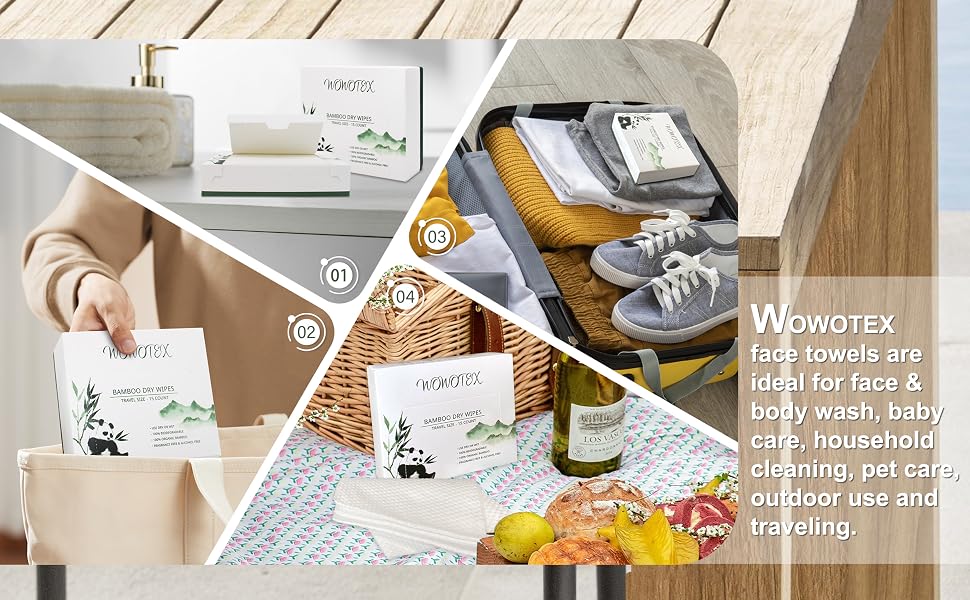 disposable face towels bamboo white 15 pieces/ box