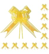 TIMESEEK 24PCS Yellow Pull Bows for Gift Wrapping, 6" Large Pre-Tied Decorative Bows for Christma...