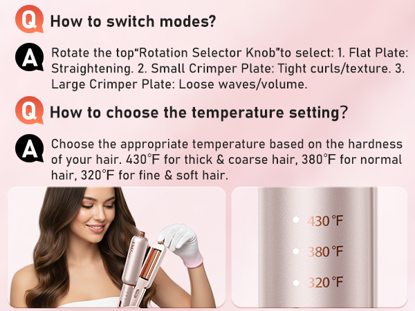 How to switch modes? How to choose the temperature setting?