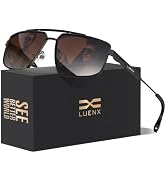 Luenx Aviator Polarized Sunglasses Men Women Square UV400 Driving | Wide Head Fit,Polygon Shades,...