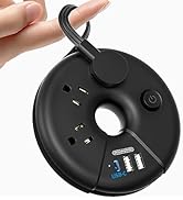 Flat Extension Cord 3Feet, NTONPOWER Round Travel Power Strip with 3 USB Ports, Retractable Exten...