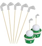 Golf Cocktail Picks, 4.7 IN Fancy Toothpicks for Appetizers, Wooden Fruit Skewers Bamboo Food Sti...