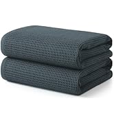 ecolook Waffle Bath Towel Set of 2, 100% Cotton Lightweight & Quick-Dry Bath Towels, Ultra-Absorb...