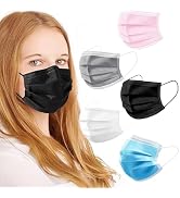 100Pcs 5 Color Disposable Face Mask, 3 Ply Breathable Masks with Soft Elastic Ear loops
