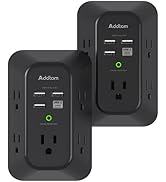 2 Pack USB Wall Charger Surge Protector, 5 Outlet Extender with 4 USB Charging Ports ( 1 USB C Ou...