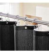 Lameirose 3 in 1 Shower Curtain Set, Black Shower Curtain and Liner Set with 12 Double Sided Show...