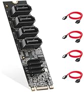 Binardat M.2 to SATA Card 4 Port, 6Gbps SATA 3.0 Controller, Includes 4 SATA Cables, for Windows ...