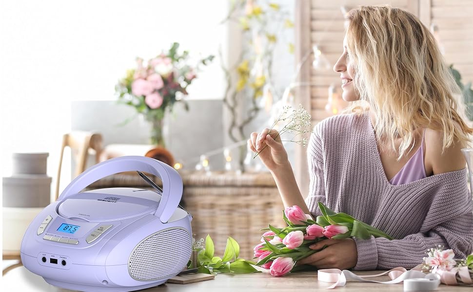 cute radio cd player purple
