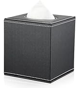 KINGFOM Square Pu Leather Tissue Box Cover, Modern Facial Tissue Holder, Roll Tissues Paper Case ...