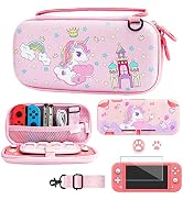 GLDRAM Pink Carrying Case for Nintendo Switch Lite, Cute Switch Lite Accessories Bundle with Girl...