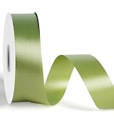 LaRibbons Sage Green Stiff Floral Satin Ribbon 1.5 Inch x 100 Yards, Waterproof Polypropylene Rib...