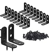 18PCS L Bracket Corner Bracket, FATLODA Stainless Steel L Brackets for Shelves, Black Small Right...