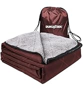 DUKUSEEK Outdoors Waterproof Throw Blanket with Hood, 79”x 59” Sherpa Fleece Stadium Windproof Bl...