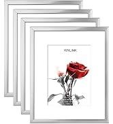 KINLINK 8x10 Picture Frames Silver, Photo Frames with Real Glass for Picture 5x7 with Mat or 8x10...