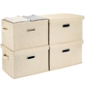 MADHOLLY 4 Pack Stackable Sturdy Dorm Room Storage Bins with Lids - 27qt Easy to Assemble Collaps...