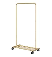 Simple Trending Standard Clothes Garment Rack, Clothing Rolling Rack with Mesh Storage Shelf on W...