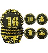 qiqee 16th Birthday Cupcake Liners 200PCS Muffin Liners 4 Designs Birthday Cupcake Papers Baking ...