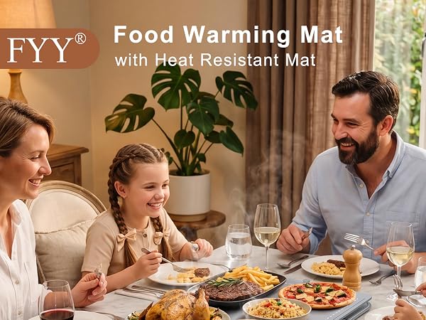 6 Temp Settings 6H Timer Rollable Silicone Electric Food Heating Mat for Countertop Party Buffet