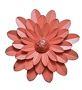 GIFTME 5 Coral Orange Multiple Layer Flower Metal Wall Art Decor(10X2 inch)