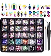Canvalite 2900Pcs Rhinestones for Nails, 18 Styles Multi Shape Nail Charms and Gems Shiny Glass C...