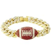 Football Cuban Link Bracelet for Women, Dainty Hip Hop Sports Jewelry Gift in Gold & Silver Plate...