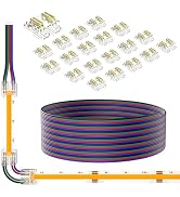 PAUTIX COB LED Connectors for 10mm 4-Pin RGB COB LED Strip Lights,20pcs Strip to Wire Connectors,...