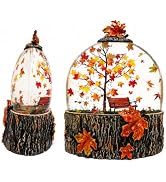 Maple Leaf Fall Snow Globe, Lighted Water Globe with Swirling Glitter Timer | Animated maple leaf...