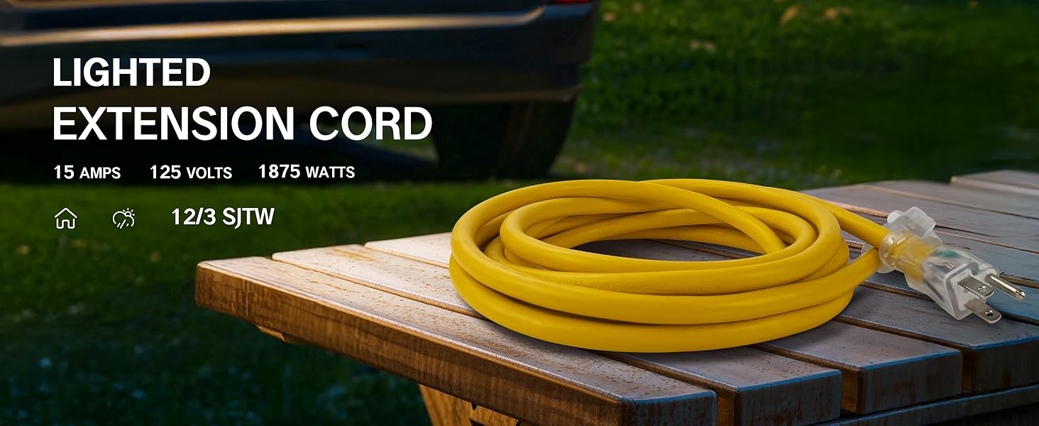 yellow extension cord outdoor