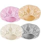AmazerBath 4-Pack Shower Caps for Women, Double Waterproof Layers Bathing Shower Cap Elastic and ...
