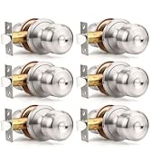 Brotima Brushed Nickel Passage Door Knobs Keyless Round Plate Door Knob Closet Door Knobs Interio...
