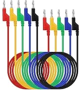 SWANLAKE 5-Piece Dual-Ended Banana Plug Test Leads, 1000V 15A 3.5ft/1M Multimeter Electrical 4mm ...