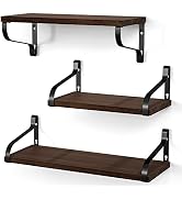Love-KANKEI Floating Shelves Wall Mounted Set of 3, Large Wood Wall Shelves for Storage, Rustic S...