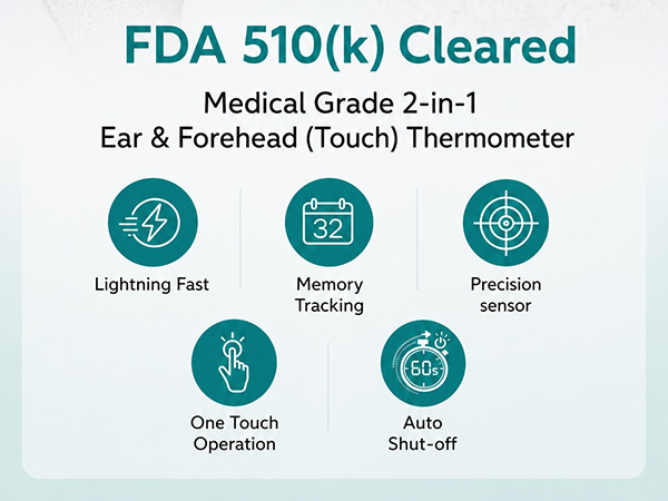SimpliCare AET-R842 infrared thermometer for forehead, ear, and object temperature checks