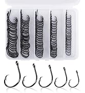 Alwonder 100-Pack Circle Hooks 3X Strong in-Line Fishing Hooks for Catfish, High Carbon Steel Non...