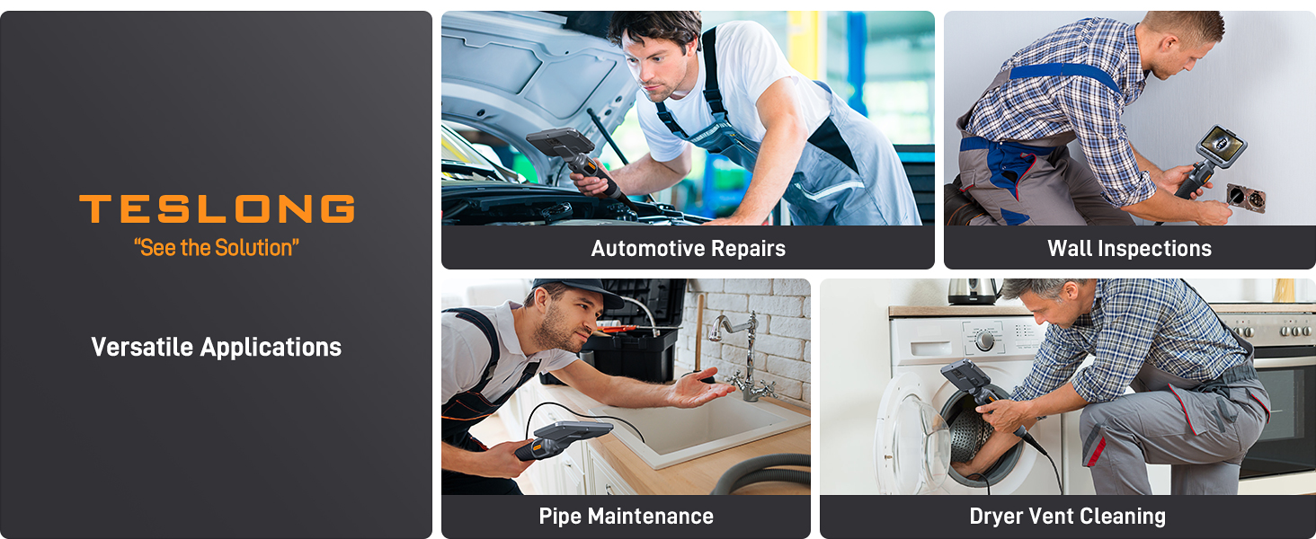 Mechanic Fiber Optic Snake Scope Cam for Wall Automotive Engine Sewer Drain Duct Pipe Inspection