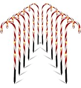 LJLNION Christmas Outdoor Candy Cane Lights, 12 Pcs Lighted Christmas Garden Stakes Pathway Light...